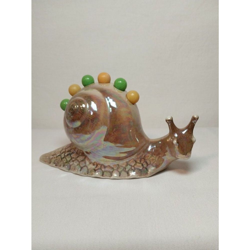 Vtg Porcelaine de France Art Deco Carnival Glass Snail Bar Ware Cocktail Set